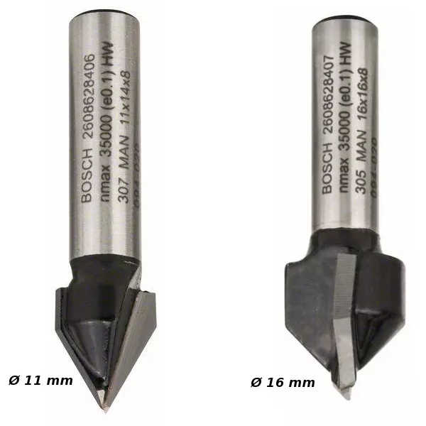 Fraise en V - 2 tranchants carbure